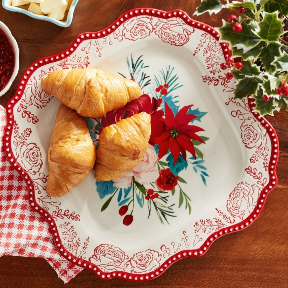 ❤️ New Pioneer Woman Cheerful Rose Holiday Platter